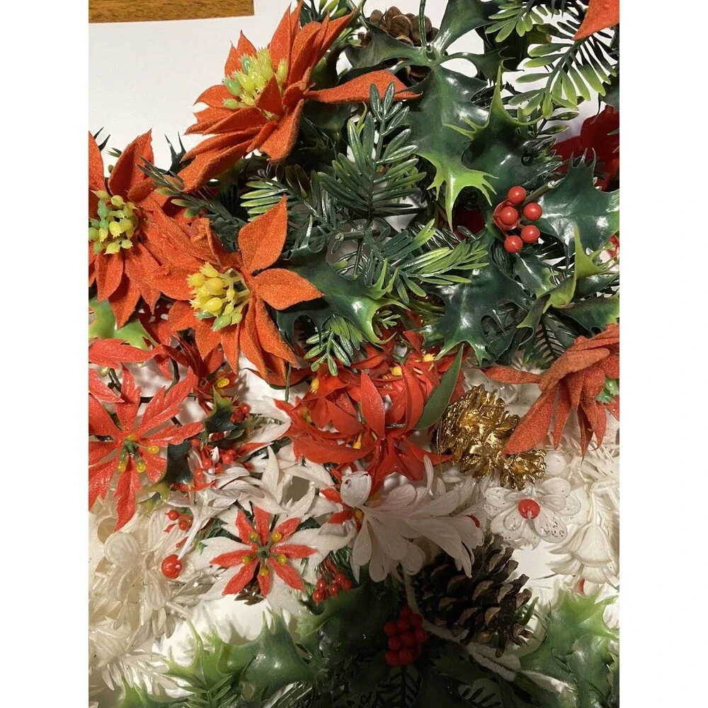 Vintage Christmas Lot Candle Wreath Ring Holly Berries Evergreen Crafting Decor